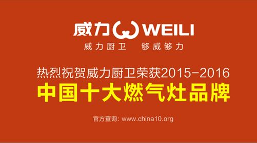 熱烈祝賀：威力廚衛榮獲“中國十大燃氣灶品牌”